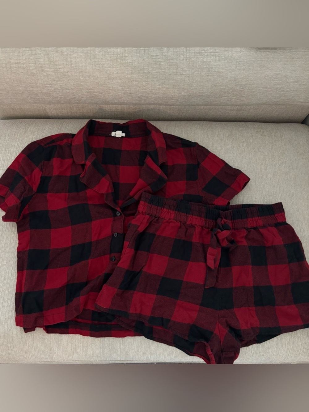 Garage Women’s Red and Black Plaid Pajama Set